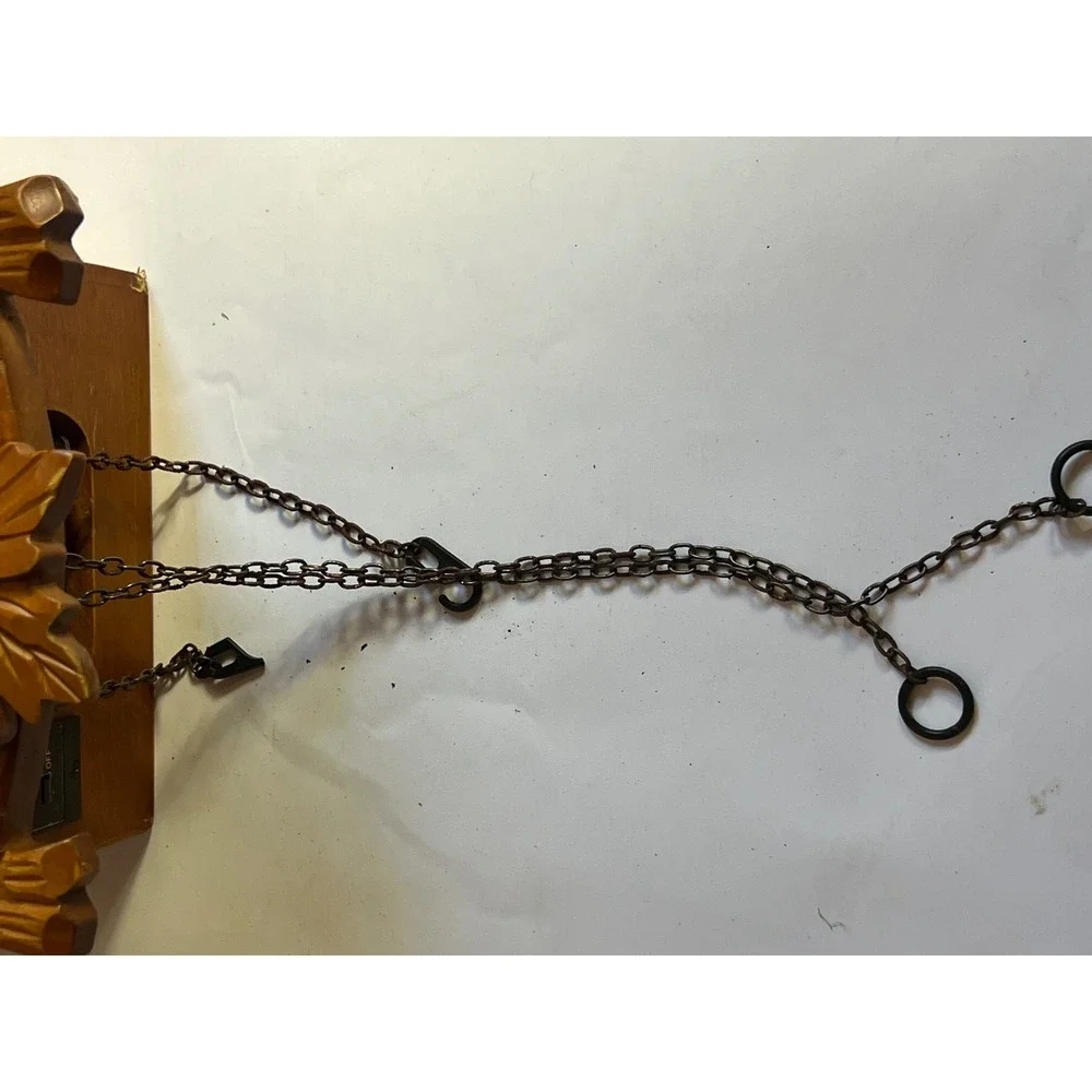 The Time Co Vintage Wooden Cuckoo Clock Carved Bird Leaf Black Forest Style